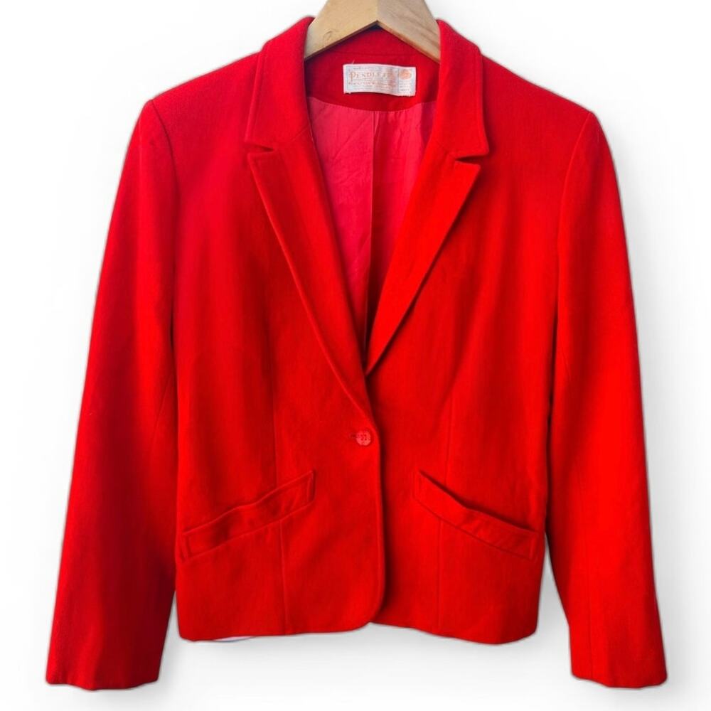 Pendleton Wool Blazer Womens Red 100% Virgin Wool Made in USA Small